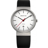 BERING 11036-404 WHITE DIAL BLACK LEATHER MEN WATCH