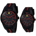 FERRARI RED REV ANALOG QUARTZ BLACK STAINLESS STEEL 0870017 RED SILICONE STRAP GIFT SET - H2 Hub Watches
