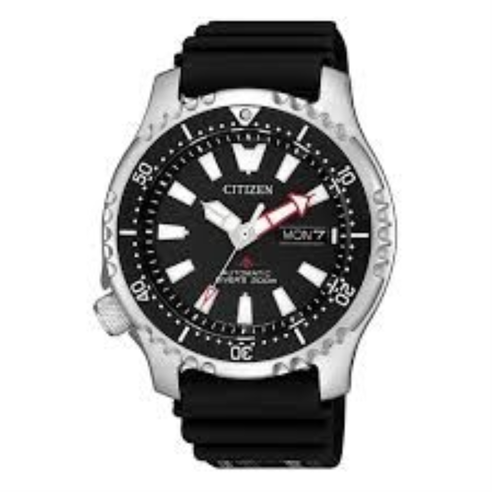 CITIZEN NY0080-12EB PROMASTER AUTOMATIC SILVER STAINLESS STEEL BLACK RUBBER STRAP MEN'S WATCH - H2 Hub Watches