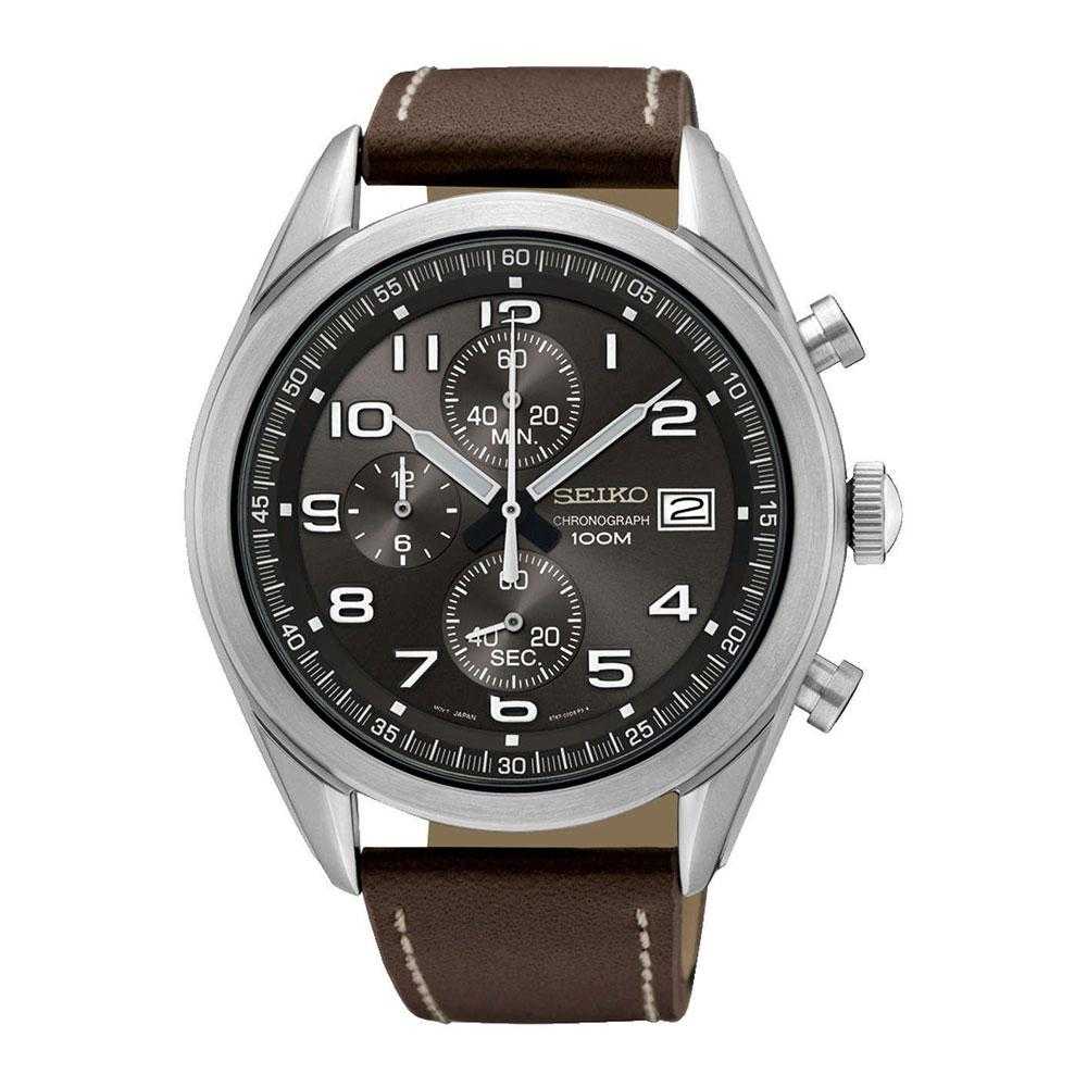 SEIKO GENERAL SSB275P1 CHRONOGRAPH MEN'S BROWN LEATHER STRAP WATCH - H2 Hub Watches