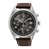 SEIKO GENERAL SSB275P1 CHRONOGRAPH MEN'S BROWN LEATHER STRAP WATCH - H2 Hub Watches