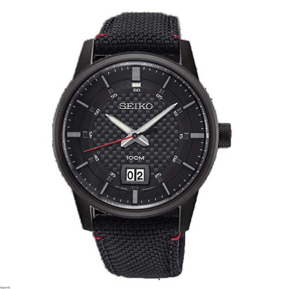 SEIKO GENERAL SPORTS  SUR271P1 MEN'S BLACK NYLON STRAP WATCH - H2 Hub Watches