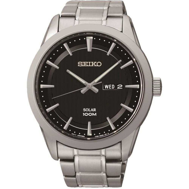 SEIKO GENERAL SNE363P1 SOLAR STAINLESS STEEL MEN'S SILVER WATCH - H2 Hub Watches