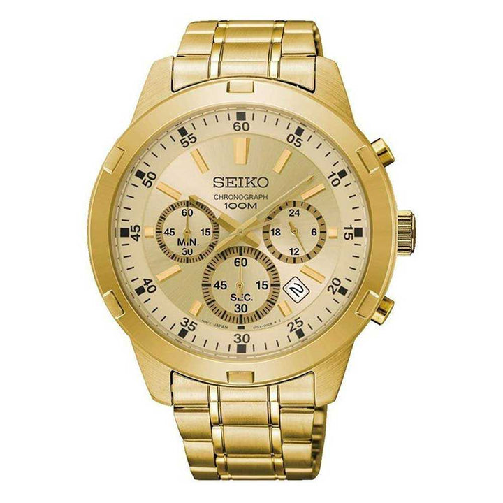 SEIKO GENERAL NEO SPORTS SKS610P1 CHRONOGRAPH STAINLESS STEEL MEN'S GOLD WATCH - H2 Hub Watches