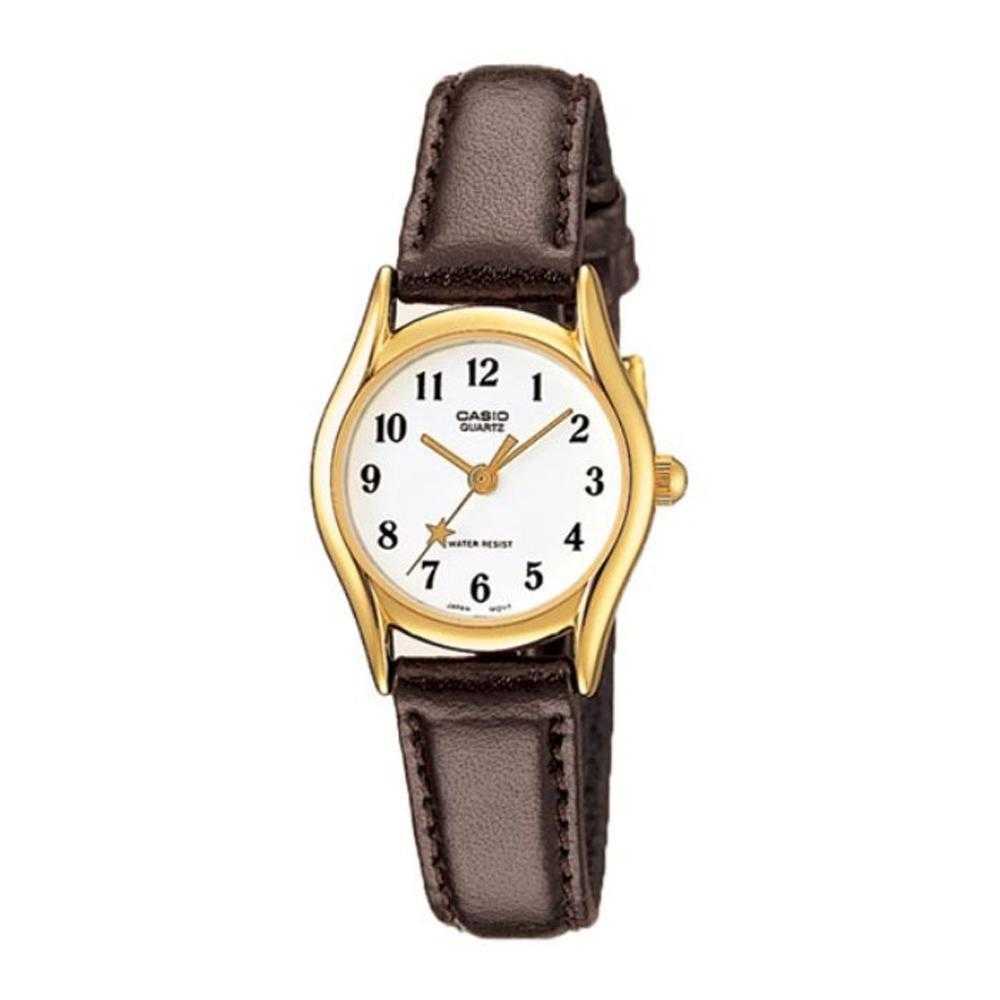 CASIO GENERAL LTP-1094Q-7B4RDF QUARTZ GOLD STAINLESS STEEL BROWN LEATHER STRAP WOMEN'S WATCH - H2 Hub Watches