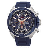 SEIKO GENERAL VELATURA SNAF59P1 CHRONOGRAPH MEN'S BLUE RUBBER STRAP WATCH - H2 Hub Watches