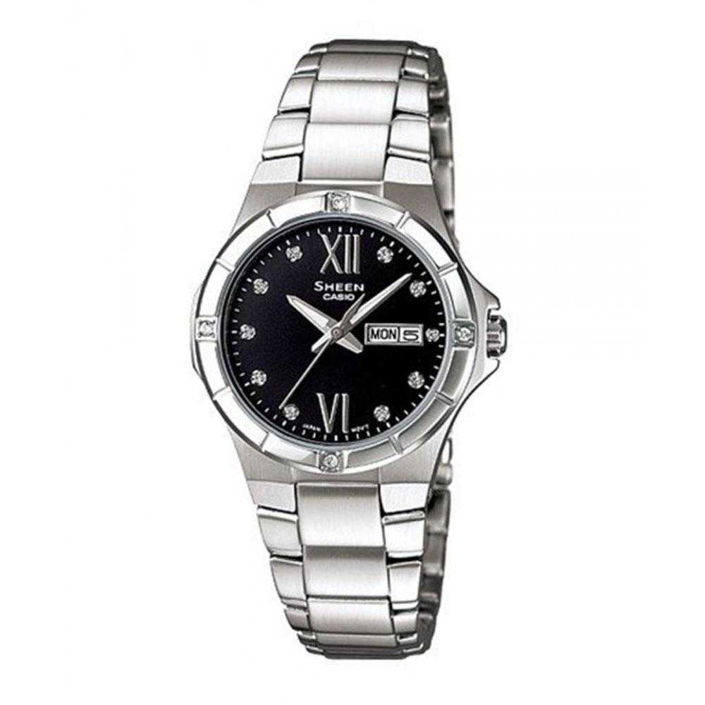 CASIO SHEEN SHE-4022D-1ADR QUARTZ SILVER STAINLESS STEEL WOMEN'S WATCH - H2 Hub Watches