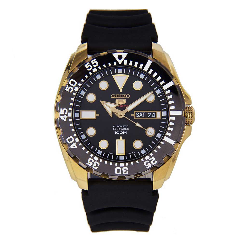 SEIKO 5 SRP608J1 AUTOMATIC MEN'S BLACK RUBBER STRAP WATCH - H2 Hub Watches