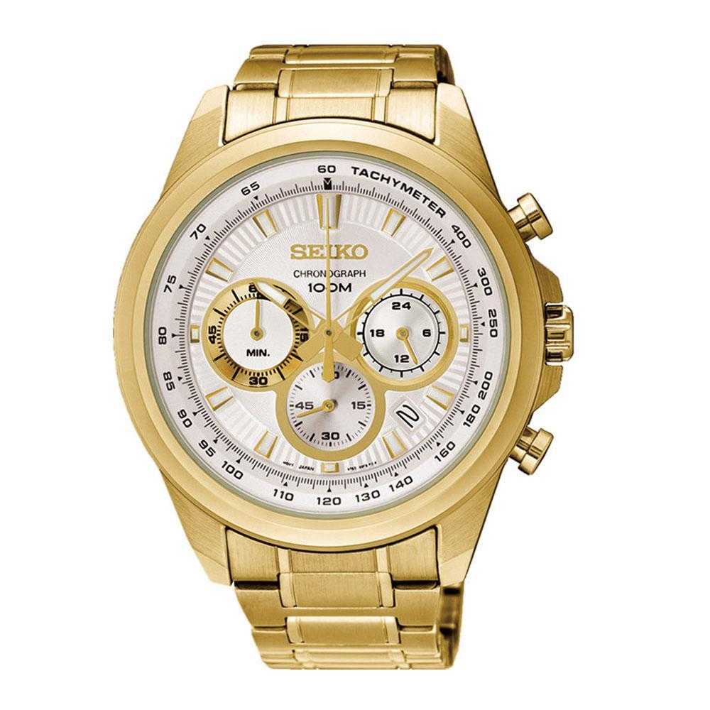 SEIKO GENERAL SSB254P1 CHRONOGRAPH STAINLESS STEEL MEN'S GOLD WATCH - H2 Hub Watches