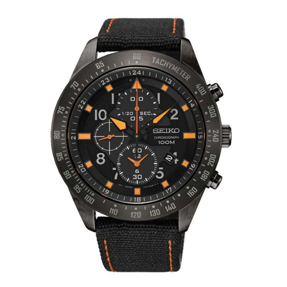 SEIKO GENERAL SNDH45P1 CHRONOGRAPH STAINLESS STEEL MEN'S BLACK WATCH - H2 Hub Watches