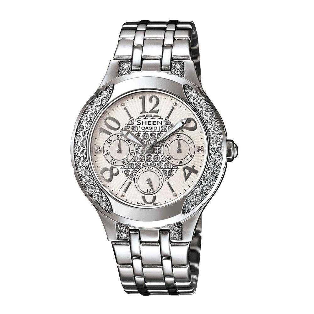 CASIO SHEEN SHE-3803D-7AUDR QUARTZ SILVER STAINLESS STEEL WOMEN'S WATCH - H2 Hub Watches