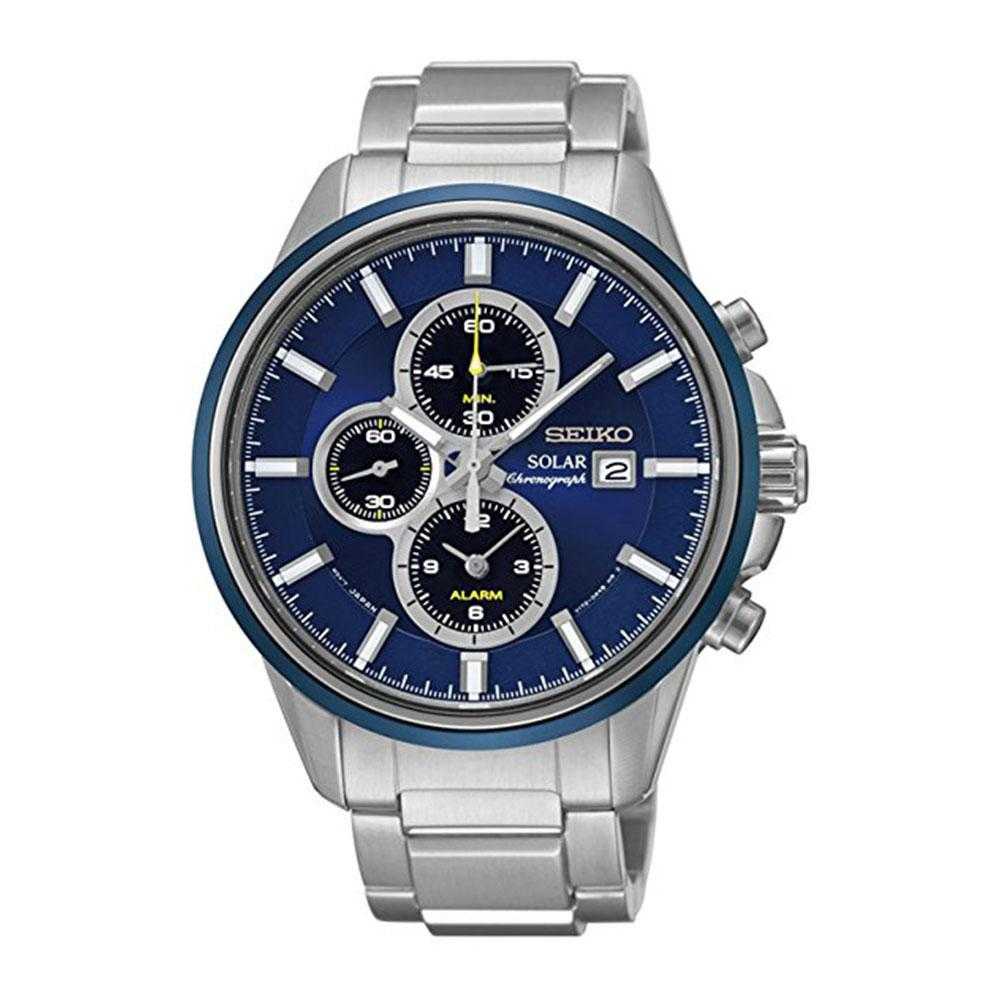SEIKO GENERAL SSC253P1 SOLAR CHRONOGRAPH STAINLESS STEEL MEN'S SILVER WATCH - H2 Hub Watches