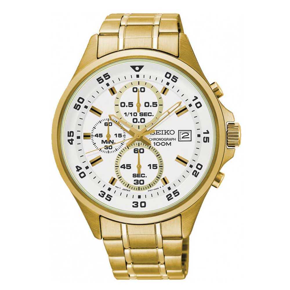SEIKO GENERAL NEO SPORTS SKS632P1 CHRONOGRAPH STAINLESS STEEL MEN'S GOLD WATCH - H2 Hub Watches