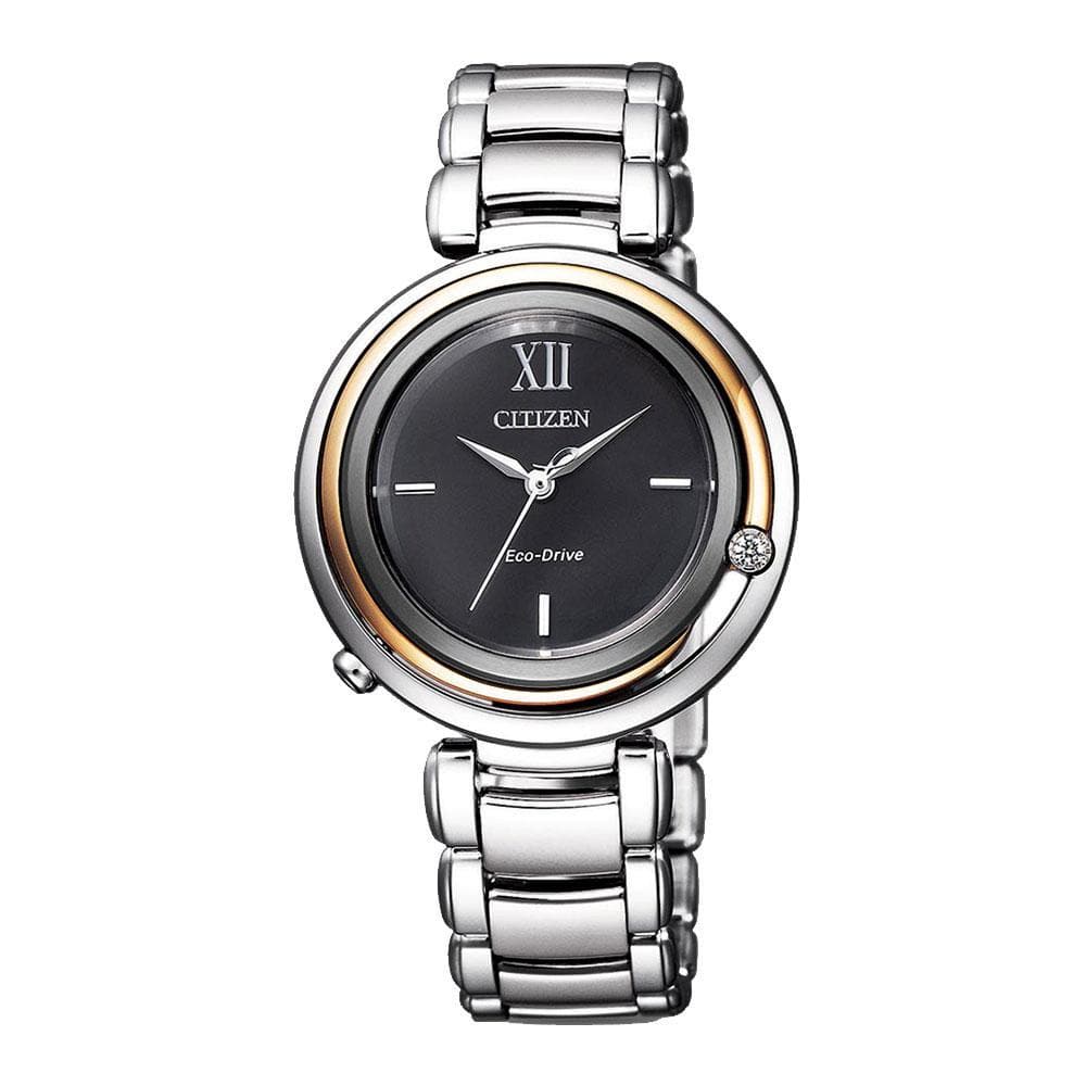 CITIZEN EM0658-87E L ECO-DRIVE TWO TONE STAINLESS STEEL WOMEN'S WATCH - H2 Hub Watches