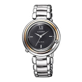 CITIZEN EM0658-87E L ECO-DRIVE TWO TONE STAINLESS STEEL WOMEN'S WATCH - H2 Hub Watches