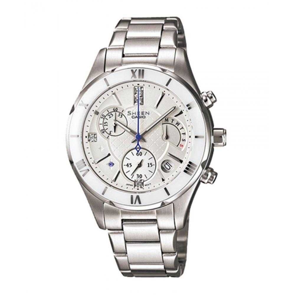 CASIO SHEEN SHE-5517D-7ADR QUARTZ SILVER STAINLESS STEEL WOMEN'S WATCH - H2 Hub Watches
