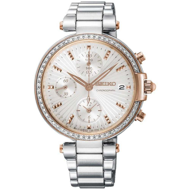 SEIKO GENERAL SNDV44P1 CHRONOGRAPH STAINLESS STEEL WOMEN'S TWO TONE WATCH - H2 Hub Watches