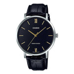 CASIO GENERAL MTP-VT01L-1BUDF BLACK LEATHER MEN'S WATCH - H2 Hub Watches