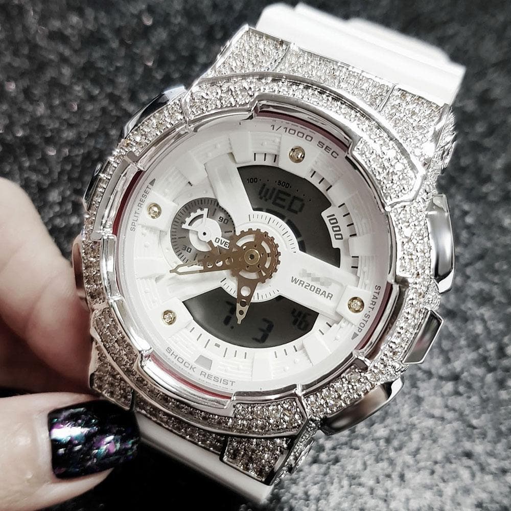CASIO MODIFIED G-SHOCK GA-110DDR-1ADR DIGITAL QUARTZ CASIO MODIFIED G-SHOCK DIGITAL QUARTZ WHITE RESIN CRYSTAL UNISEX WATCH - H2 Hub Watches