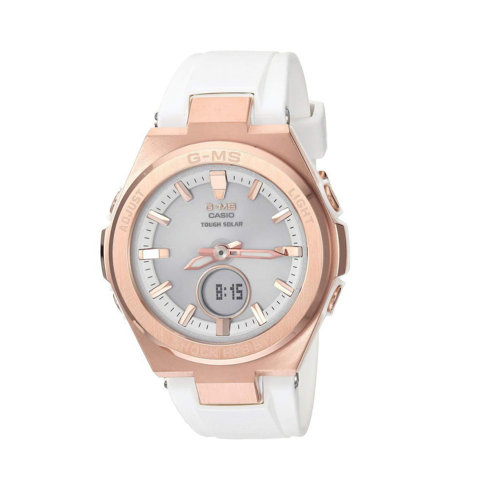 CASIO BABY-G MSG-S200G-7ADR DIGITAL QUARTZ ROSE GOLD STAINLESS STEEL WHITE RESIN WOMEN'S WATCH - H2 Hub Watches