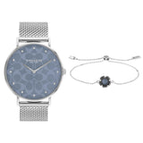 Coach Perry Blue Dial With Silver Milanese Strap Women Watch 14000081