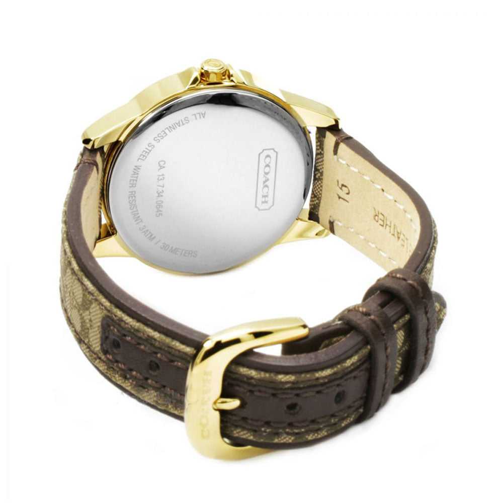 COACH CLASSIC SIGNATURE ANALOG QUARTZ GOLD STAINLESS STEEL 14501613 LEATHER STRAP WOMEN'S WATCH - H2 Hub Watches