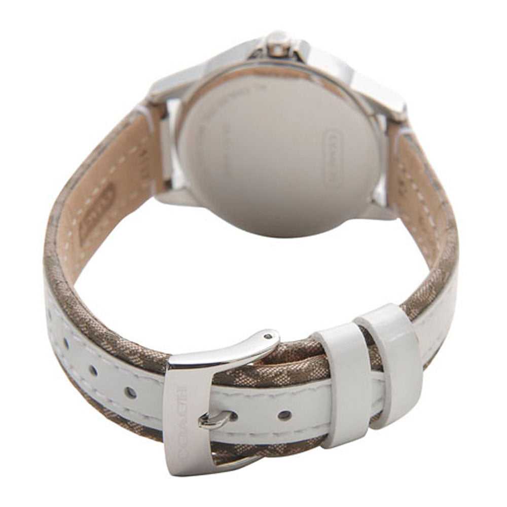 COACH CLASSIC SIGNATURE ANALOG QUARTZ SILVER STAINLESS STEEL 14501619 LEATHER STRAP WOMEN'S WATCH - H2 Hub Watches