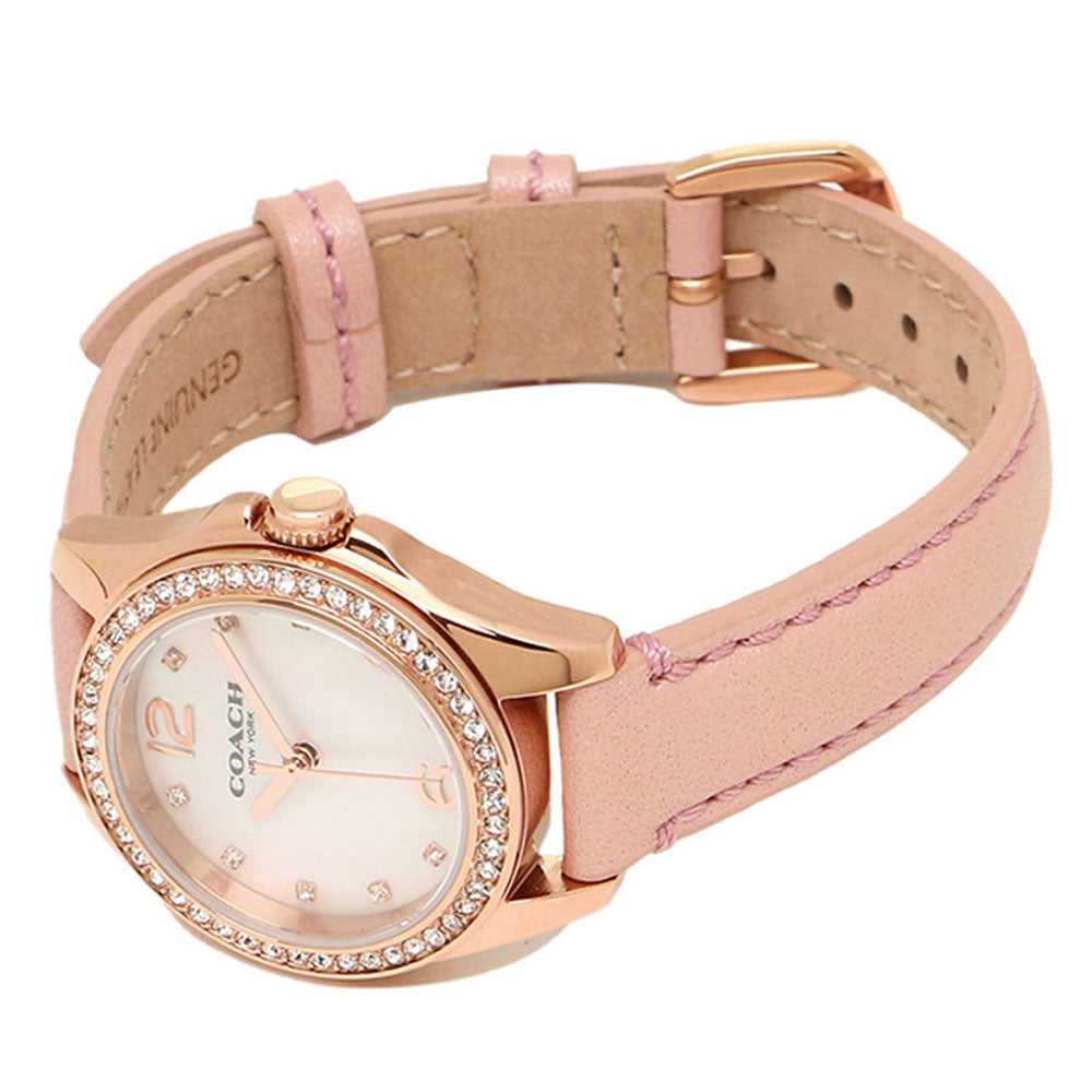 COACH TRISTEN ANALOG QUARTZ ROSE GOLD 14502176 PINK LEATHER STRAP WOMEN'S WATCH - H2 Hub Watches