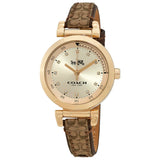 COACH SIGNATURE ANALOG QUARTZ GOLD STAINLESS STEEL 14502539 LEATHER STRAP WOMEN'S WATCH