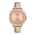 COACH TATUM ANALOG QUARTZ ROSE GOLD STAINLESS STEEL 14502629 METALLIC LEATHER STRAP WOMEN'S WATCH - H2 Hub Watches