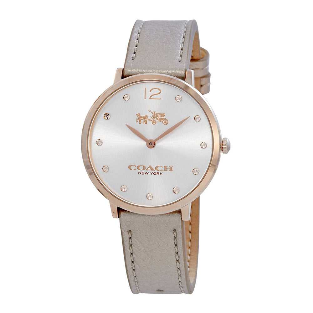 COACH SLIM EASTON ROSE GOLD STAINLESS STEEL 14502684 CHAMPAGNE LEATHER STRAP WOMEN'S WATCH - H2 Hub Watches