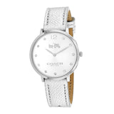 COACH SLIM EASTON SILVER STAINLESS STEEL 14502685 METALLIC LEATHER STRAP WOMEN'S WATCH - H2 Hub Watches