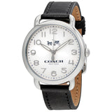 COACH DELANCY ANALOG QUARTZ SILVER STAINLESS STEEL 14502714 BLACK LEATHER STRAP WOMEN'S WATCH