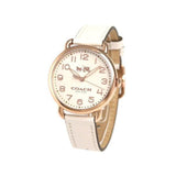 COACH DELANCY ANALOG QUARTZ ROSE GOLD STAINLESS STEEL 14502716 WHITE LEATHER STRAP WOMEN'S WATCH
