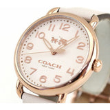 COACH DELANCY ANALOG QUARTZ ROSE GOLD STAINLESS STEEL 14502716 WHITE LEATHER STRAP WOMEN'S WATCH