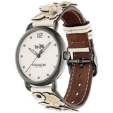 COACH DELANCY ANALOG QUARTZ GREY STAINLESS STEEL 14502746 LEATHER STRAP WOMEN'S WATCH