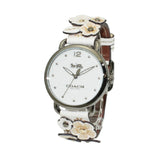 COACH DELANCY ANALOG QUARTZ GREY STAINLESS STEEL 14502746 LEATHER STRAP WOMEN'S WATCH