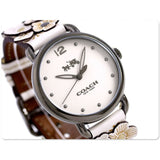 COACH DELANCY ANALOG QUARTZ GREY STAINLESS STEEL 14502746 LEATHER STRAP WOMEN'S WATCH