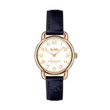 COACH DELANCY ANALOG QUARTZ ROSE GOLD STAINLESS STEEL 14502749 BLUE LEATHER STRAP WOMEN'S WATCH