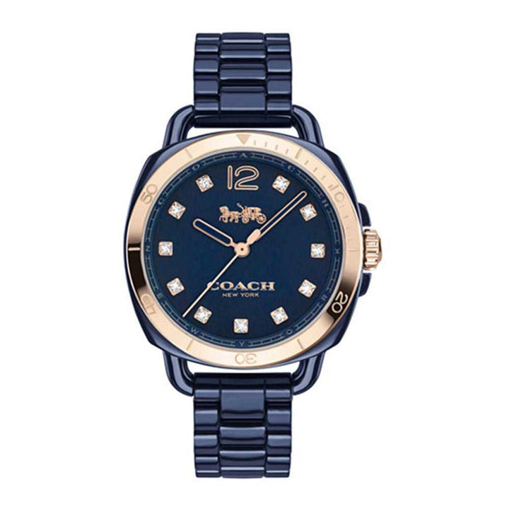 COACH TATUM ANALOG QUARTZ ROSE GOLD BLUE CERAMIC 14502753 WOMEN'S WATCH - H2 Hub Watches