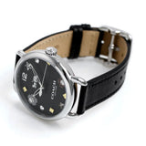 COACH DELANCEY ANALOG QUARTZ SILVER STAINLESS STEEL 14502780 BLACK LEATHER STRAP WOMEN'S WATCH