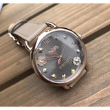 COACH DELANCEY ANALOG QUARTZ ROSE GOLD STAINLESS STEEL 14502797 BROWN LEATHER STRAP WOMEN'S WATCH