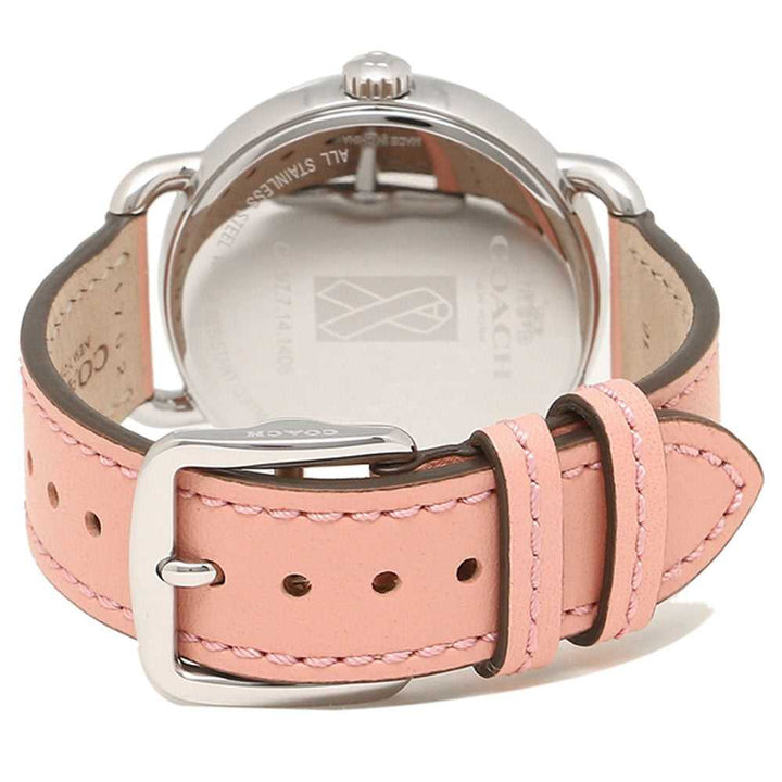 COACH DELANCEY ANALOG QUARTZ SILVER STAINLESS STEEL 14502799 PINK LEATHER STRAP WOMEN'S WATCH - H2 Hub Watches