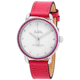 COACH DELANCEY ANALOG QUARTZ PINK CRYSTAL SILVER STAINLESS STEEL 14502879 LEATHER STRAP WOMEN'S WATCH
