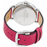 COACH DELANCEY ANALOG QUARTZ PINK CRYSTAL SILVER STAINLESS STEEL 14502879 LEATHER STRAP WOMEN'S WATCH