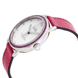 COACH DELANCEY ANALOG QUARTZ PINK CRYSTAL SILVER STAINLESS STEEL 14502879 LEATHER STRAP WOMEN'S WATCH