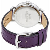COACH DELANCEY ANALOG QUARTZ PURPLE CRYSTAL SILVER STAINLESS STEEL 14502886 LEATHER STRAP WOMEN'S WATCH