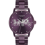 COACH GRAND ANALOG QUARTZ PURPLE STAINLESS STEEL 14502923 WOMEN'S WATCH