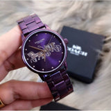 COACH GRAND ANALOG QUARTZ PURPLE STAINLESS STEEL 14502923 WOMEN'S WATCH
