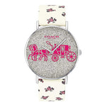 COACH PERRY ANALOG QUARTZ SILVER STAINLESS STEEL 14503047 WHITE FLORAL STRAP WOMEN'S WATCH - H2 Hub Watches